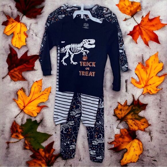 Cutie Pie Dreamers Glow in the Dark Multipack T-Rex Halloween PJ Set 12M - Picture 1 of 9